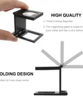 Two Pack Jewelers Loupe Pocket Magnifier Folding Magnifier Small Loupe Mini Magnifier with hand holding open foldable design