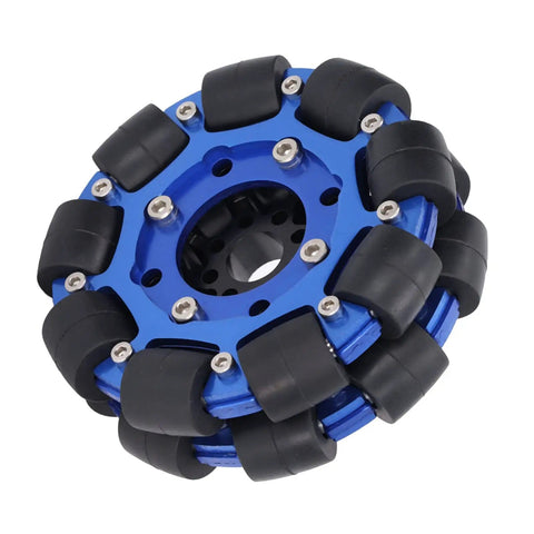 Aluminum Alloy Robot Wheels 4 Inch Omnidirectional Hub Components, Two Wheel DIY Set For Toy Robots, no fuss install, smooth bearing equipped.