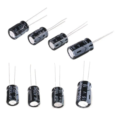 All In One Pro Grade 240Pcs 24 Kinds Electrolytic Capacitors Kit With 0.1uF To 1000uF Range In 10V 16V 25V 50V Aluminum Radial Capacitors