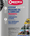 Releasing oil and lubricant 1L can, Owatrol Transyl, multipurpose for automotive and home use, displaying product features.