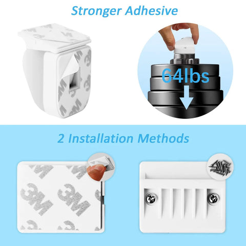Installation methods for Hidden Magnetic Cabinet Locks Set With Ten Locks And Two Keys showing adhesive and screw options.