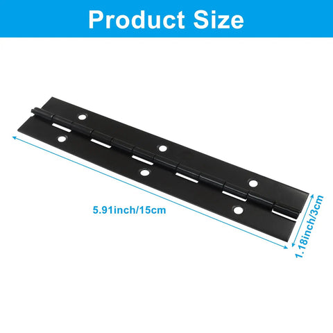 Rock Solid Black Piano Hinges For Cabinets Closets And Storage Boxes Featuring 6 Inch Continuous Stainless Steel Design with size 5.91 x 1.18 inch.