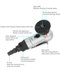 Mini Pneumatic Chamfering Machine For 45 Degree High Precision Blade Type Air Beveling With 30K Rpm Speed showing tungsten blade and adjustments.