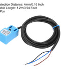 SN04-P Inductive Proximity Sensor Switch NO Normally Open PNP, blue casing, 4mm sensing, 3.9ft leads, 5-pack for automation