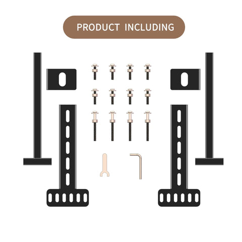 Built Rock Solid Headboard Brackets For Metal Bed Frames Adjustable Universal Extensions Matte Black kit with brackets and screws.