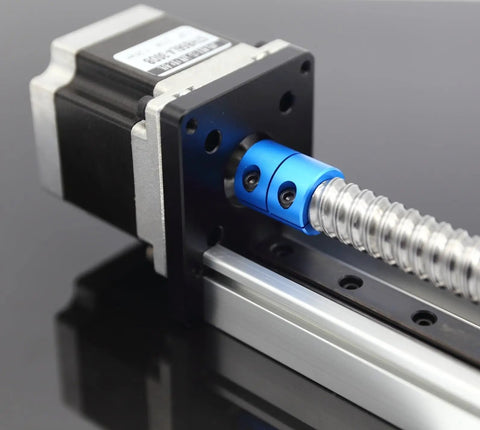 Heavy Duty Ball Screw Linear Slide Table With 30kg Load Capacity Smooth Operator Stage For Tight Automation Rail Guides Complete Kit 1100 Mm Stroke close-up of threaded rod and motor.
