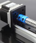 Rock Solid Ball Screw Linear Slide Table With 30kg Load Capacity Precision Linear Motion Stage And Full Mounting Kit For Zero Hassle 800mm Stroke Automation Builds showing a close-up of the motor and ball screw assembly.
