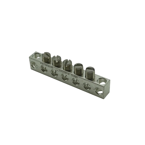 Heavy Duty Aluminum 6061 Ground Bar Kit With Five Terminal Positions And Self Tapping Dovetail Screws, Two Piece Set for 4 AWG Wire.