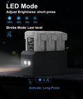 Three Bay 100W Fast Charging Hub for Mini 5/4/3 Series With Storage LED SOS, showing LED mode and brightness levels.