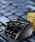 Business Grade Cash Counting Machine Automatic Currency Counter With Smart Fake Bill Scanner Dual Motor Money Tally Device with coins.