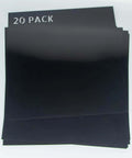 Front view of 20-pack black 12x12 inch stencil sheets, opaque PET plastic for Cricut use