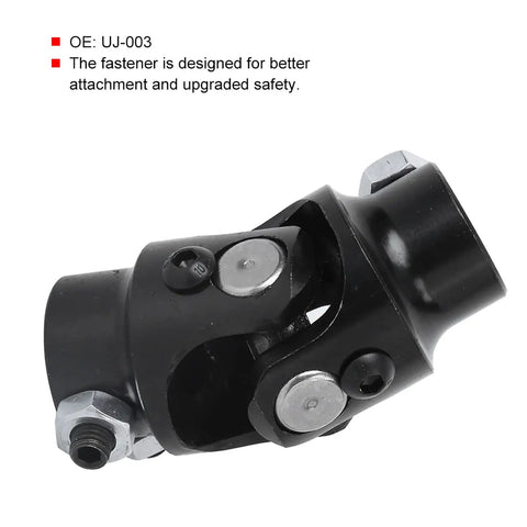 Heavy Duty 3/4 Inch Double D Steering Shaft U Joint Kit Featuring 36 Spline Weld On Ends, close-up showing fastener design.