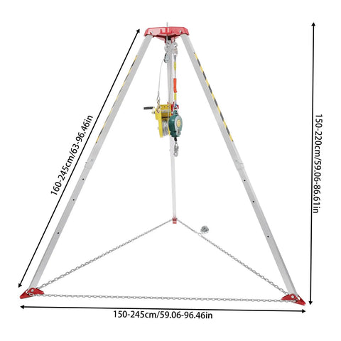 Built Tough Confined Space Rescue Tripod Kit With 2600 Lb Winch And 65 Ft Cable For Sewers Wells And Construction Sites Rock Solid And Ready To Roll For Any Crew