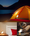 Cordless Bird Night Light With Touch Dimmer inside a tent and next to a dog and bed, rechargeable hummingbird lamp