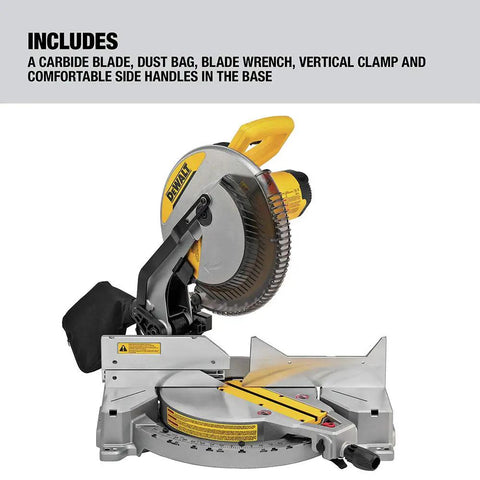 Top Tier 12 Inch Corded Compound Miter Saw Featuring Slick Slide Fence Knockout Accuracy Heavy Duty Build And Game Changing Precision For Serious Woodworkers Renewed Single Bevel Design with blade and accessories.