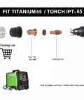 Plasma Cutter Consumables Kit For 65 Amp Titanium Torch, Includes 10 Tips 59164 And 10 Electrodes 59182, Replacement OEM-Style