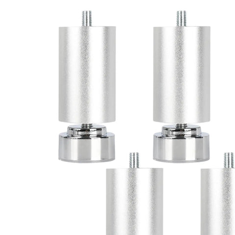 Four Pack Adjustable Furniture Support Legs for Tables, Beds, Cabinets, and Sofas, 20cm Tall, 0 to 8mm Height Adjustment, silver