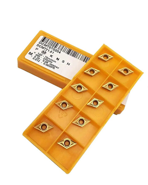 10 Piece DCMT21.51 DCMT070204 Diamond Carbide Lathe Inserts For Turning 3/32 Inch Thick 1/64 Inch Radius Single Sided