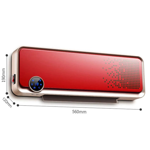 Wall Mounted Space Heater Featuring Thermostatic Remote And Three Speed Modes Kicks Serious Chill For Every Room Eight Hour Timer Provides Built Different Ptc Fast Heating in red with digital display.