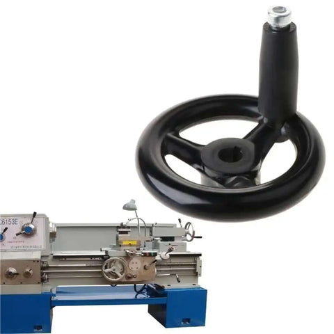 3.9 Inch Hand Wheel With Revolving Handle For Milling Machine, Rock Solid Workhorse, Durable Metal Hand Crank, Threaded Hole For Quick Handle Mount, Industrial Tool Accessory For Lathes, Grinders And Milling Centers