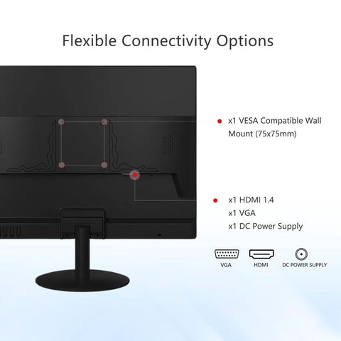 Back view of Compact 17 Inch Monitor For Home And Office With 5 By 4 Aspect 1280 By 1024 Native Resolution showing VESA mount