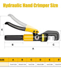 Dimensions of 10 Ton Hydraulic Crimping Tool Kit With 9 Dies For 12 AWG To 2/0 Battery Cables and Wire Crimper