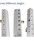 Heavy Duty Aluminum Air Knife Blower With Quarter Inch Port for quick drying, showing multiple angles and threaded ports.