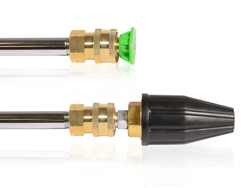 YAMATIC pressure washer adapter, solid brass 1/4 inch quick-connect fittings; green quick-connect end and black connector end