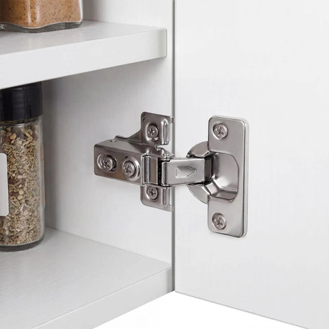 Close-up of Soft Close No Slam Cabinet Hinges Pack Of 20 For One Half Inch Overlay Cabinets, 105 Degree Stainless Steel Face Frame Hinges
