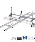 Portable Chainsaw Mill And Rail Guide System For Lumber Milling 14 To 36 Inch Bar With Nine Foot Aluminum Rail shown with accessories.