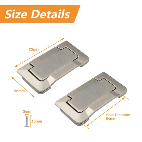 4 Pack Nickel Pocket Door Handles Flush Ring Pulls with screws, size details, zinc alloy, classic elegant design for cabinets and drawers.