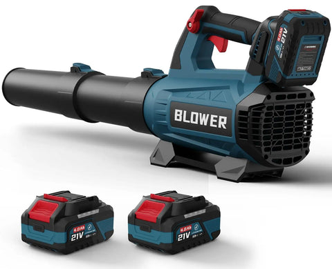 Cordless Leaf Blower 630 CFM 160 MPH 21V with Dual 4Ah Batteries and Charger Included Battery Powered Yard Care Tool