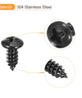 Heavy Duty 304 Stainless Steel Screws 5Mm By 12Mm Phillips Pan Head Self Tapping Fastener 50Piece Pack Black Full Thread close-up view