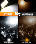 Xenon White LED Car Interior Bulbs 570 Lumens Each, 3.8W, 6500K vs Halogen Bulb brightness comparison in car
