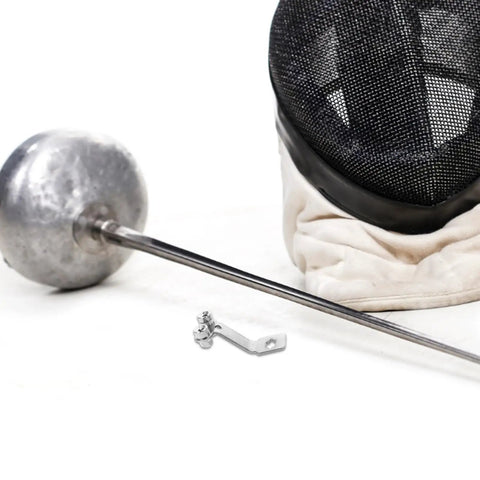 Fencing Foil Display Wall Hanger And Metal Vertical Storage Mount with foil and mask, multipurpose gear organizer for martial arts equipment.