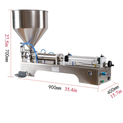 Built Tough Pneumatic Bottle Filler For Thick Liquids And Paste Stainless Steel Single Head, 27.5in height, workshop ready.