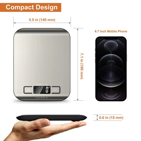 Must Have Digital Kitchen Scale With 11 Lb Capacity, 6 Measurement Units In Grams And Ounces, Tare Function, Built In Battery