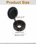 Product size of plastic hinged screw cover caps 3.1 millimeter inner diameter, black