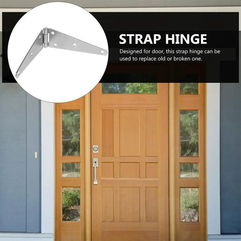 Bulletproof Heavy Duty Gate Hinges 4 Inch Galvanized Steel Strap Hinges For Outdoor Fence And Barn Doors Tight Build 4 Piece No Sweat Installation Kit on wooden door.