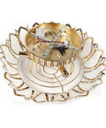 Dimmable Crystal Chandelier With Controller 23.5 Inch lotus shape with gold finish and visible wiring components.