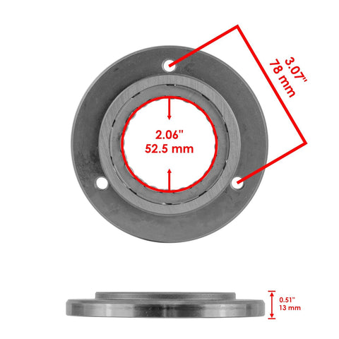 Starter Clutch One Way Bearing Sprag For Renegade 800 4X4 2007 2008 Replacement Part Direct OEM Style Upgrade, top and side view with dimensions