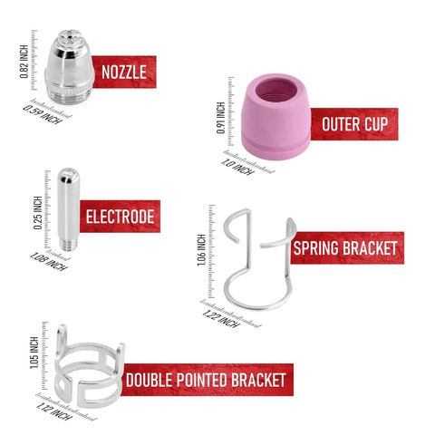 AG60P Plasma Cutter Torch Consumables Kit 64 Pieces Includes Electrodes Nozzles Cups Standoff Guides For SG-55 AG-60 Torches Components