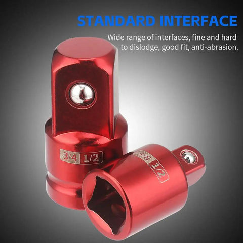 Sick Heavy Duty Impact Socket Adapter Set Crv Steel Converter Kit With 5 Pieces For Automotive Garage Drive Wrench Conversion Tool Red, red 3/4 to 1/2 adapter
