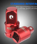 Premium Impact Socket Adapter Set In 1/4 3/8 And 1/2 Inch Sae Sizes For Super Strong Conversion With Cr V Steel Build Perfect Garage Tool Kit, red 3/8 to 1/2 drive adapters with ball lock