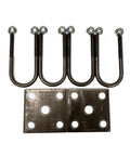 Beefy Four U Bolts Kit With Nuts And Tie Plates For 1 3/4 Inch Round Axle, Four and a Quarter Inch Long, 2000 Pound Trailer Axle Ready, 3/8 Inch 16 UNC Threads, Includes Four U Bolts, four U-bolts and two tie plates