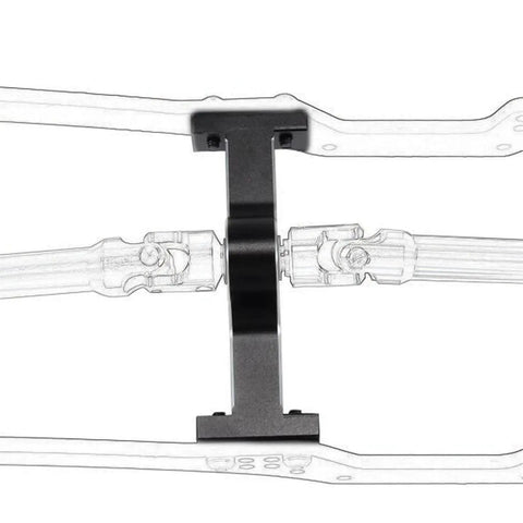 Aluminum Alloy RC Car Transfer Case Gearbox Chassis Kit For MOA Crawlers 1.9 Shafty LCG Upgrades Black, installed view.
