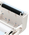 Inside view of Banapoy Inkless Bluetooth Thermal Label Maker Machine with paper roll and roller, compact design for easy printing.