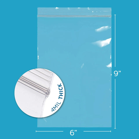 Heavy Duty 6x9 Zip Bags 200 Count Clear Reclosable Plastic Baggies 4 Mil Thick For Freezer Storage And Packaging Food Tools Sharp Objects Multi Purpose Organizer For Home And Workshop, 6x9 in