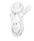 Nine Foot Three Outlet Extension Cord With Foot Switch Lets You Tap Lamps Appliances And Lighting On Or Off Perfect For Senior Living 125VAC White Pack Of Two coiled showing outlets and foot switch