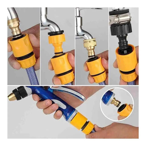 Heavy Duty Garden Hose Connector Set With Quick Fix Twist Lock Joints For 3/4 Inch Faucets And Sprinklers To Stop Leaks And Repair Broken Pipes In A Snap